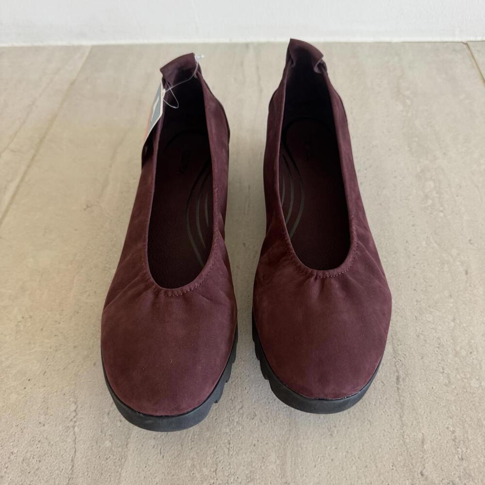 AETREX Ballerina Flats Suede Leather Burgundy Size 8.5 - Picture 2 of 9